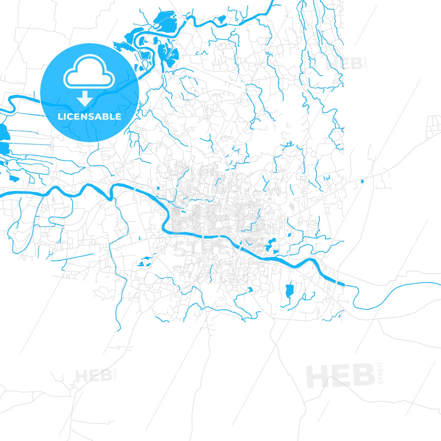 Sylhet, Bangladesh PDF vector map with water in focus