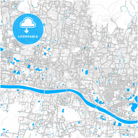 Sylhet, Sylhet, Bangladesh, city map with high quality roads.