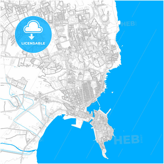 Syracuse, Sicily, Italy, city map with high quality roads.