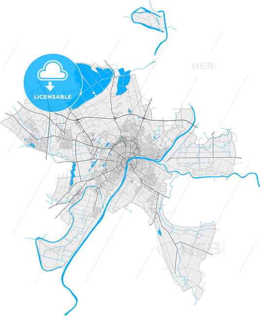 Szeged, Csongrád, Hungary, high quality vector map