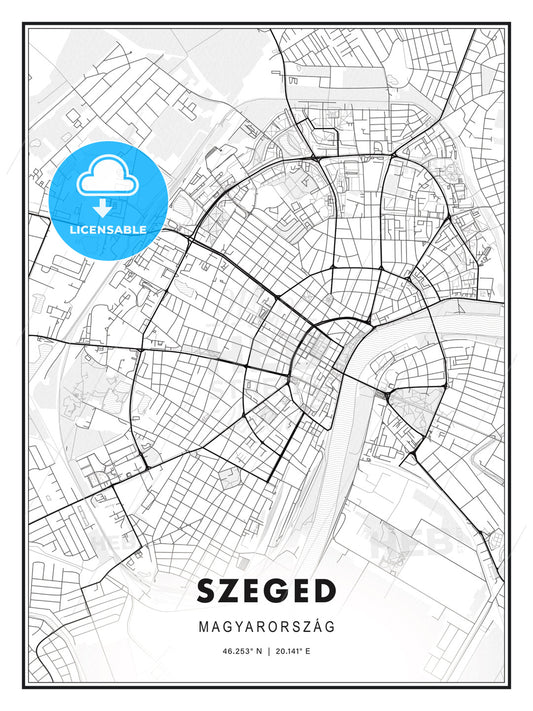 Szeged, Hungary, Modern Print Template in Various Formats - HEBSTREITS Sketches