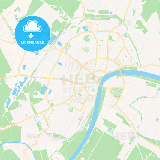 Szeged, Hungary Vector Map - Classic Colors