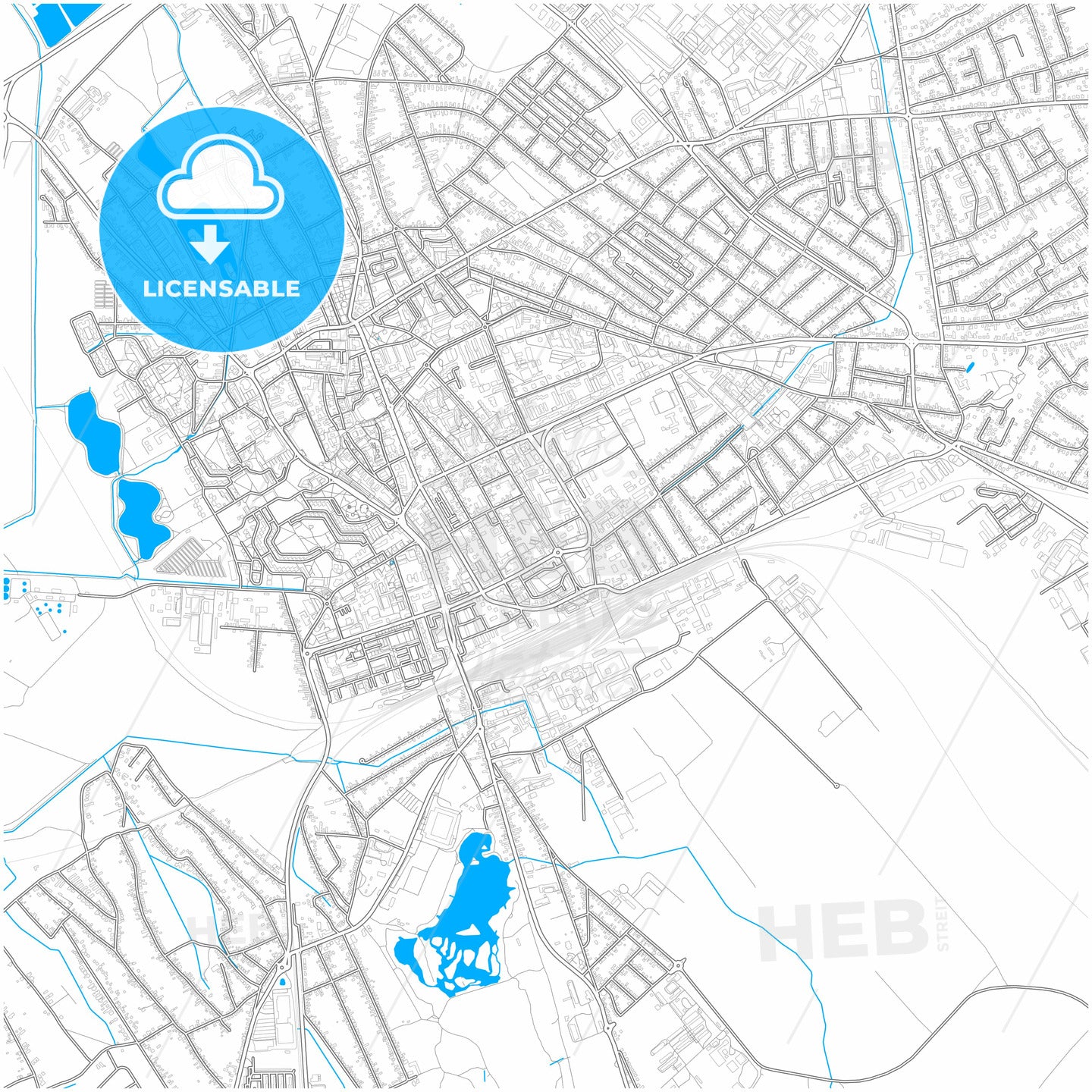 Székesfehérvár, Fejér, Hungary, city map with high quality roads.