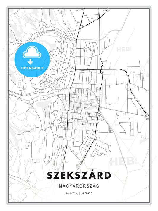 Szekszárd, Hungary, Modern Print Template in Various Formats - HEBSTREITS Sketches
