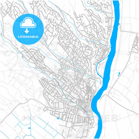 Szentendre, Pest, Hungary, city map with high quality roads.