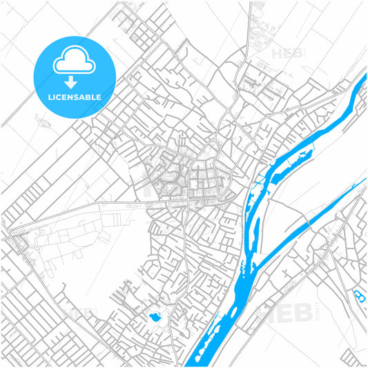 Szigetszentmiklós, Pest, Hungary, city map with high quality roads.