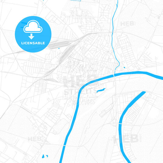 Szolnok, Hungary PDF vector map with water in focus