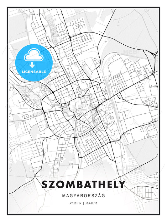 Szombathely, Hungary, Modern Print Template in Various Formats - HEBSTREITS Sketches