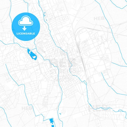 Szombathely, Hungary PDF vector map with water in focus