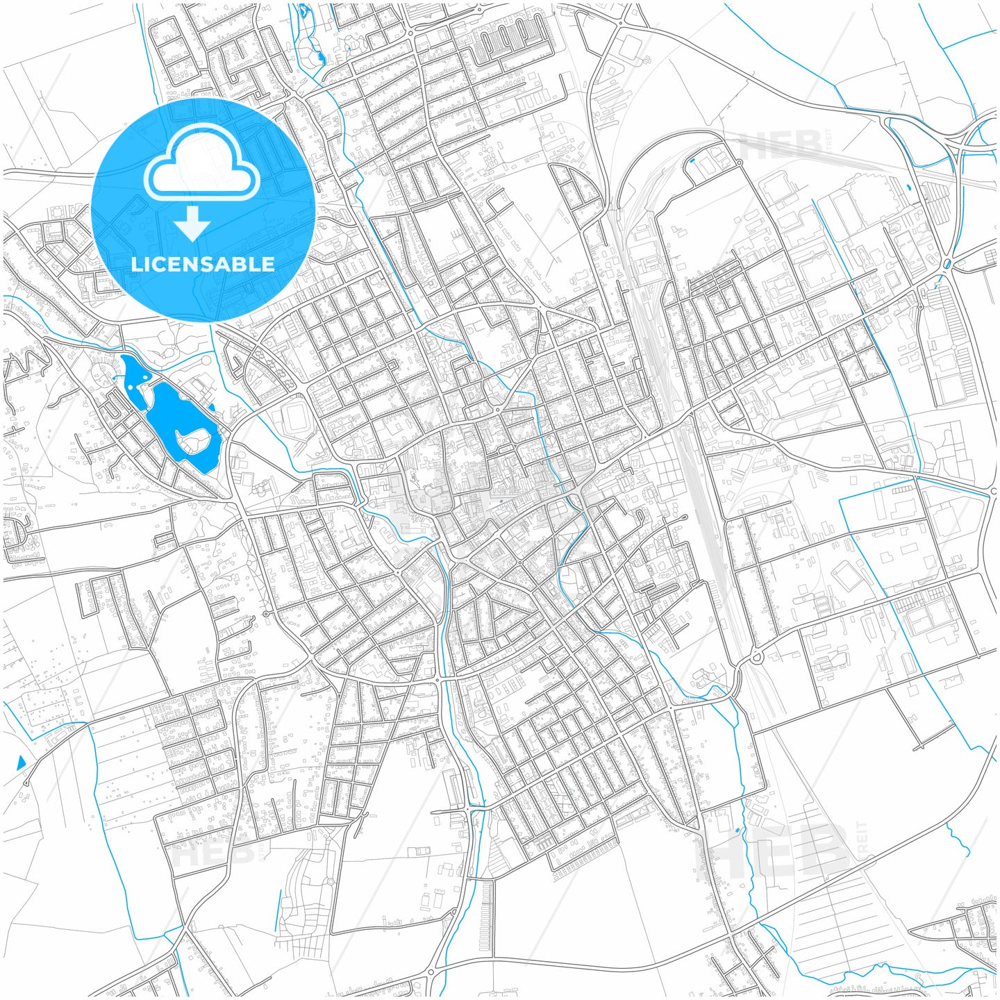 Szombathely, Vas, Hungary, city map with high quality roads.