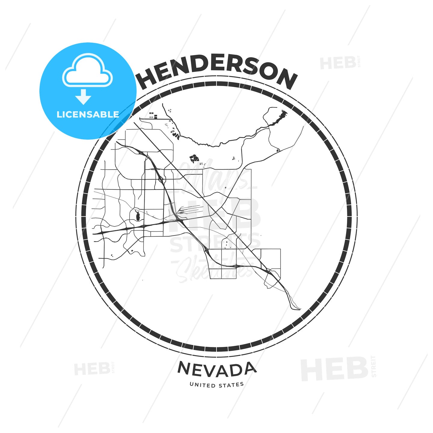 T-shirt map badge of Henderson, Nevada - HEBSTREITS