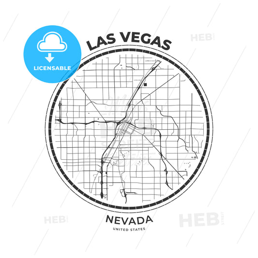 T-shirt map badge of Las Vegas, Nevada - HEBSTREITS