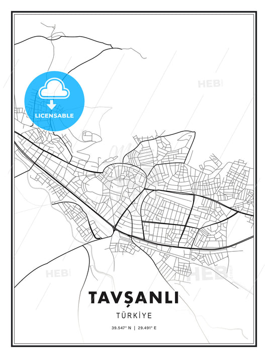 TAVŞANLI / Tavşanlı, Turkey, Modern Print Template in Various Formats - HEBSTREITS Sketches