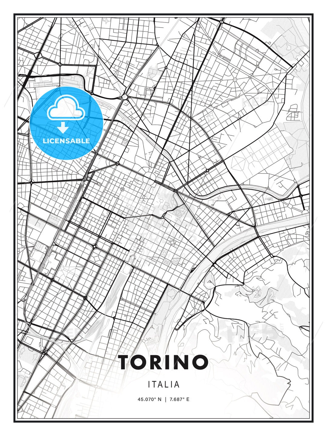 TORINO / Turin, Italy, Modern Print Template in Various Formats - HEBSTREITS Sketches