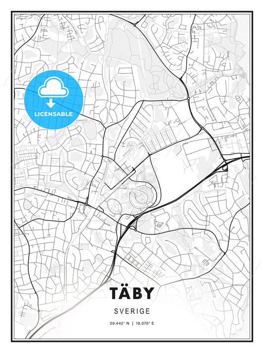 Täby, Sweden, Modern Print Template in Various Formats - HEBSTREITS Sketches