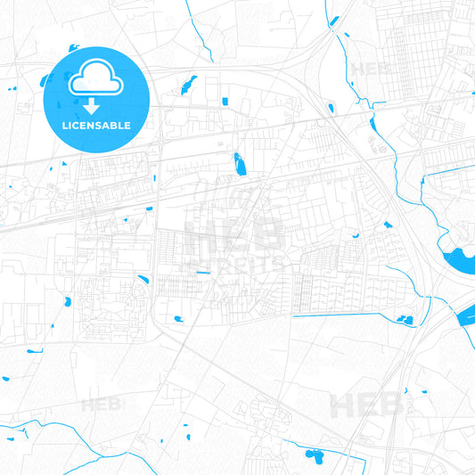 Taastrup, Denmark PDF vector map with water in focus