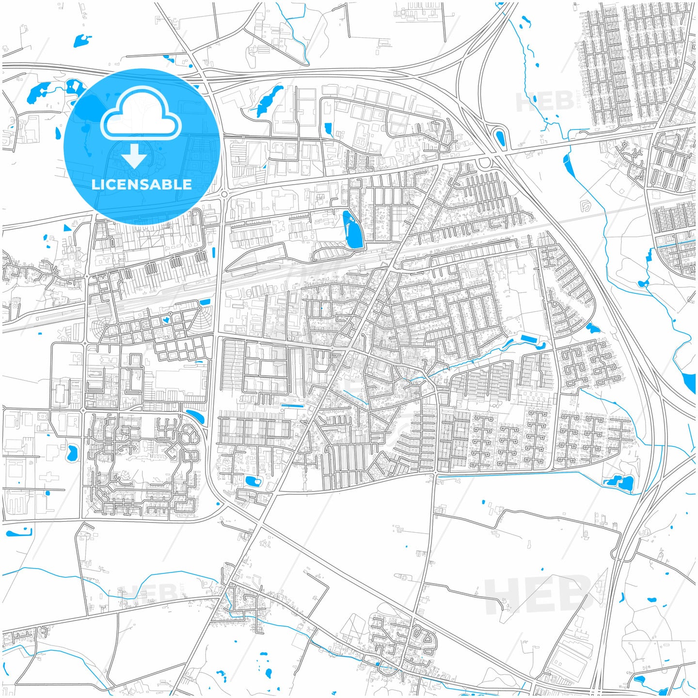 Taastrup Municipality, Denmark, city map with high quality roads.