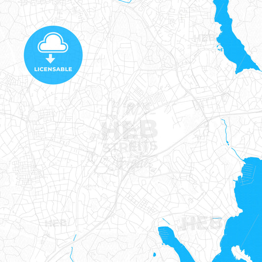 Täby, Sweden PDF vector map with water in focus