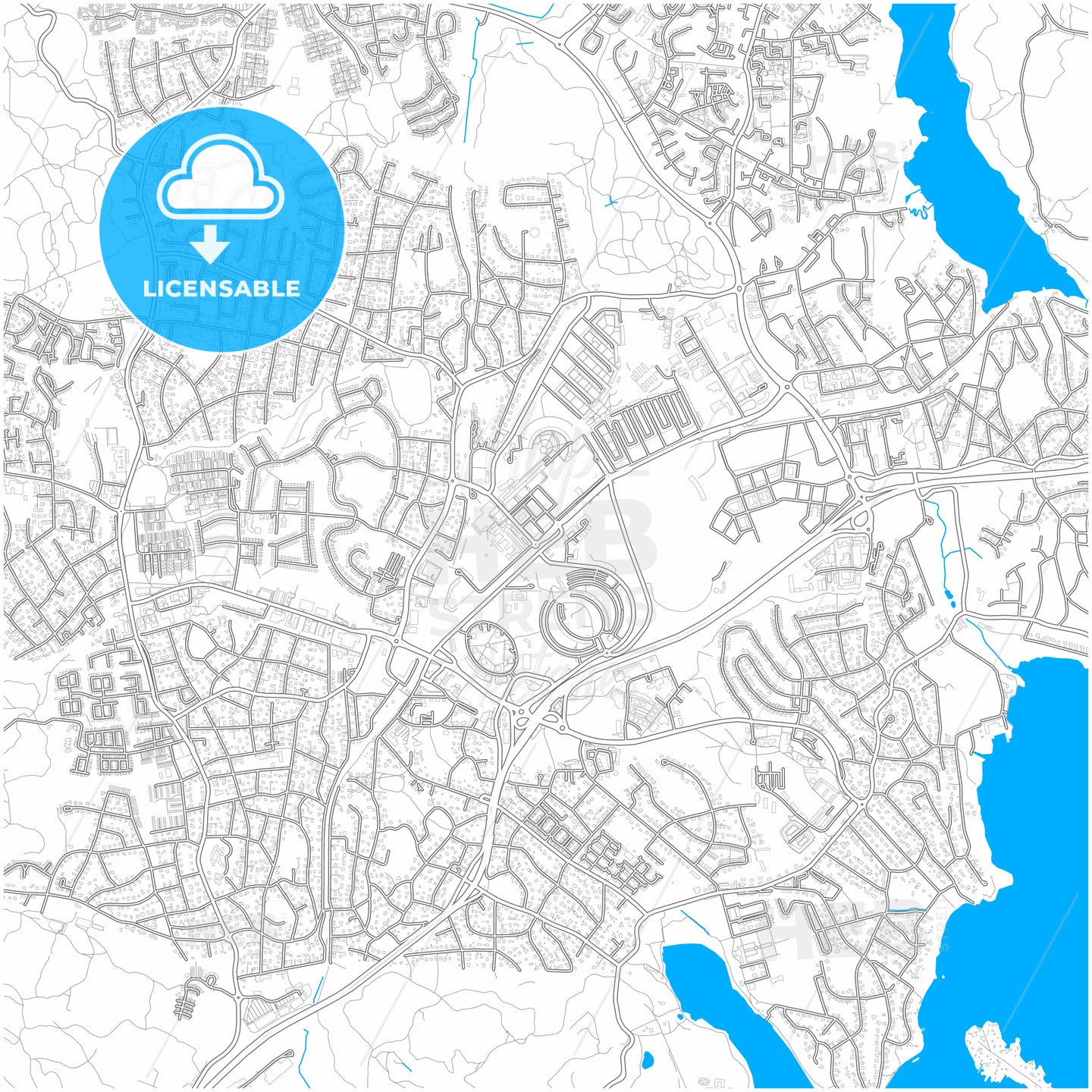 Täby, Sweden, city map with high quality roads.