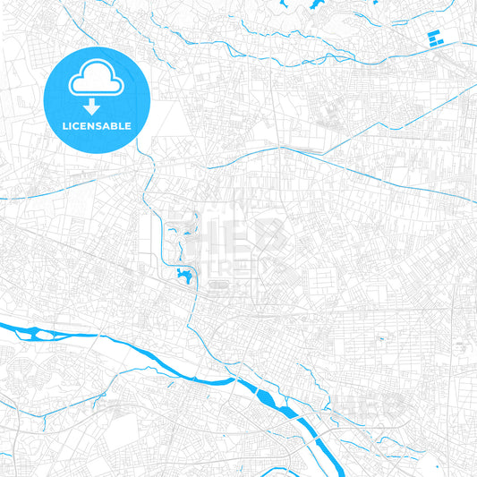 Tachikawa, Japan PDF vector map with water in focus