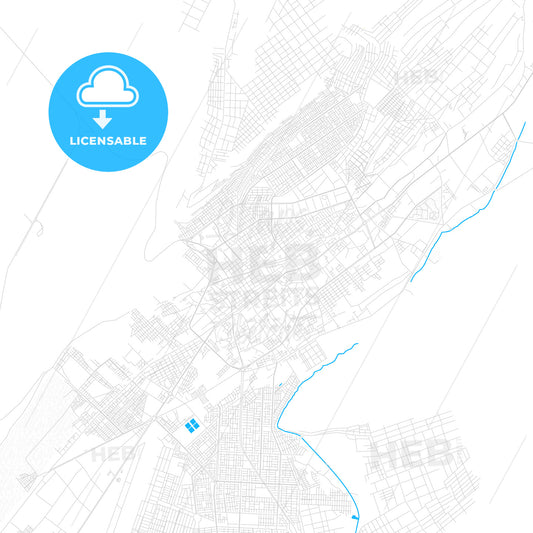 Tacna, Peru PDF vector map with water in focus