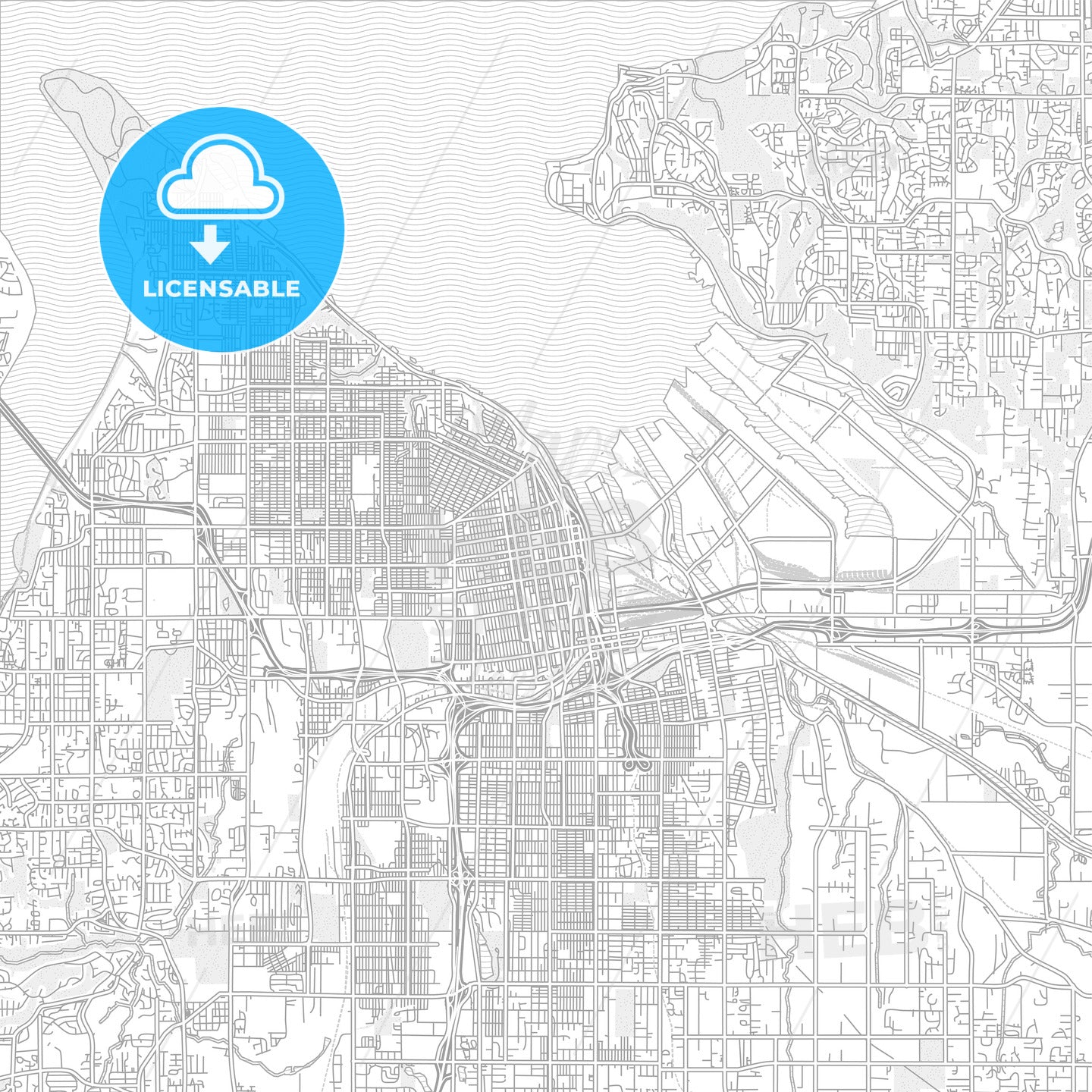 Tacoma, Washington, USA, bright outlined vector map