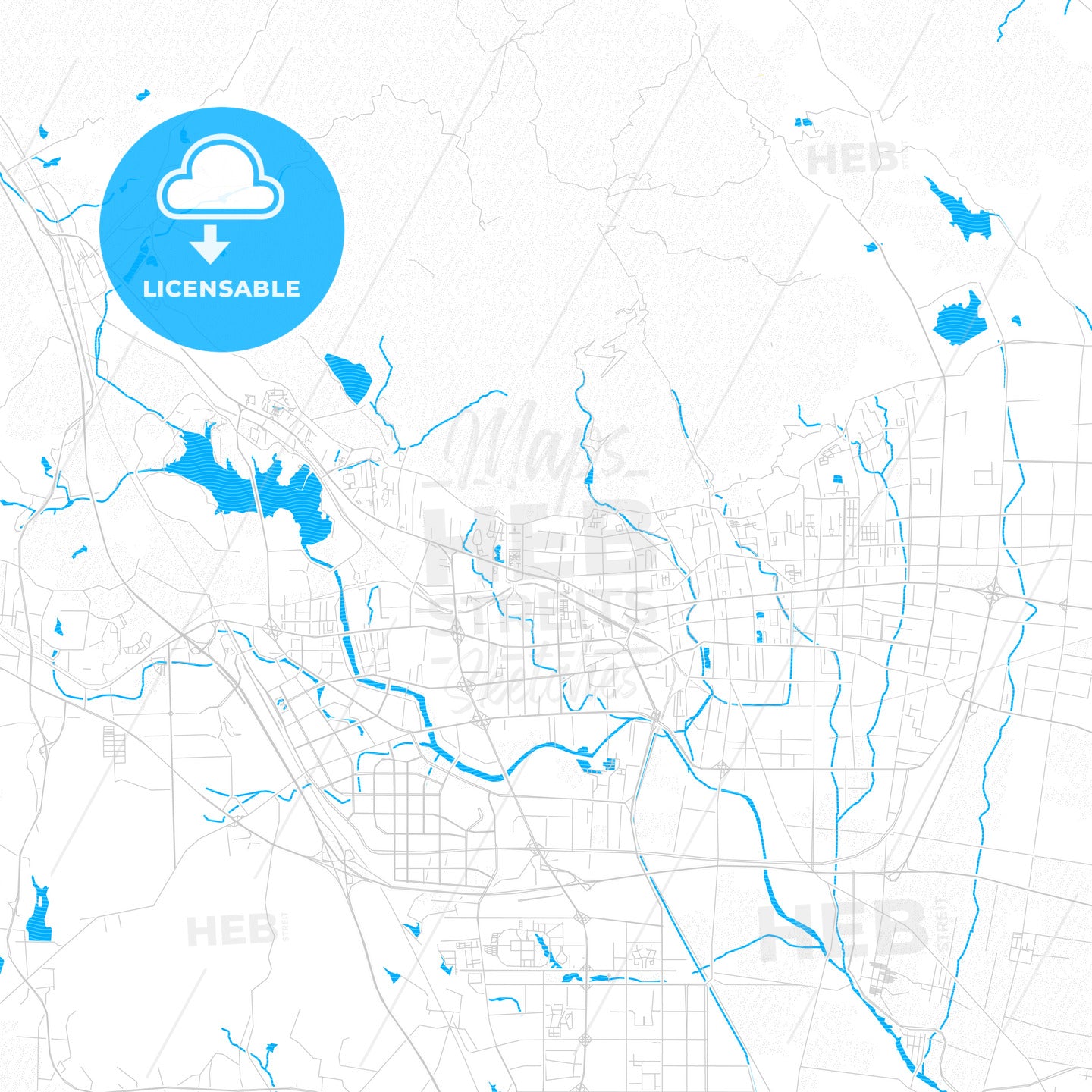 Tai an, China PDF vector map with water in focus