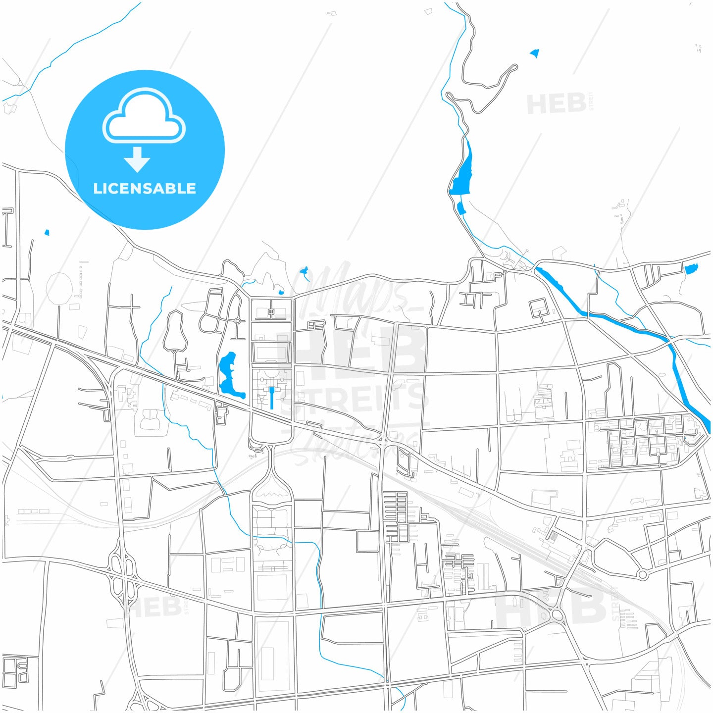 Tai an, Shandong, China, city map with high quality roads.