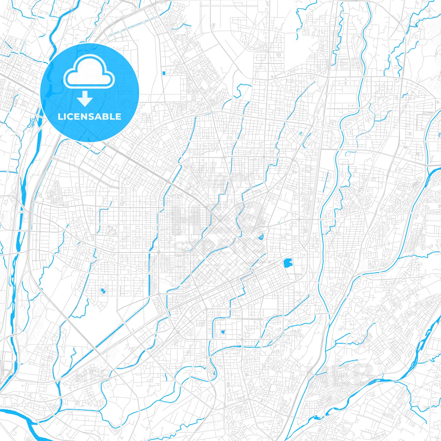 Taichung, Taiwan PDF vector map with water in focus