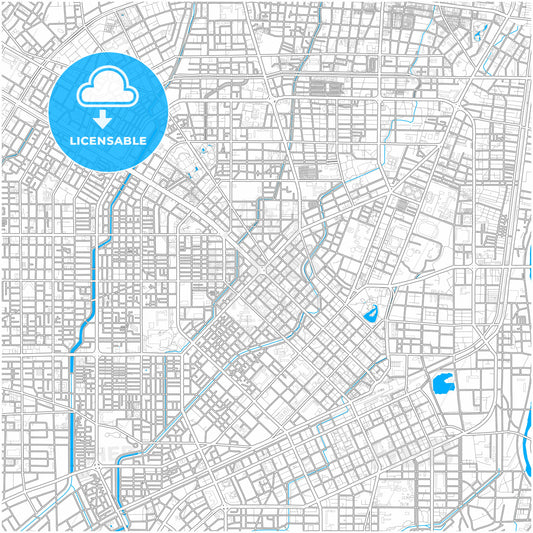 Taichung, Taiwan, city map with high quality roads.