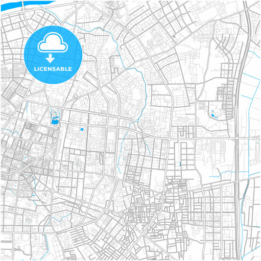 Tainan, Taiwan, city map with high quality roads.