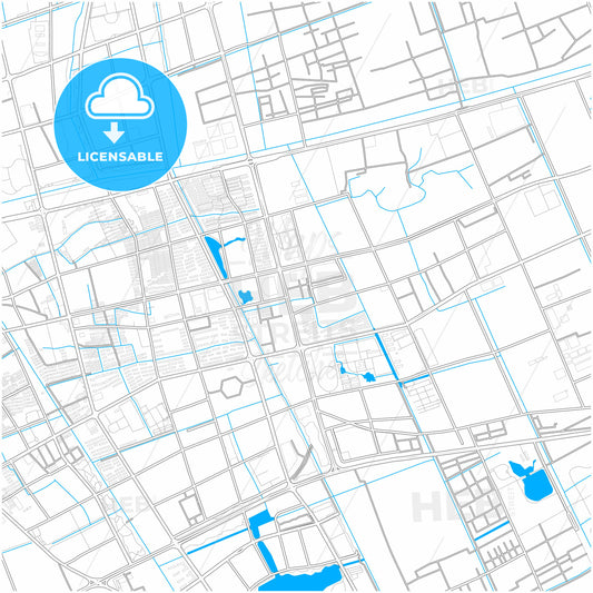 Taixing, Jiangsu, China, city map with high quality roads.