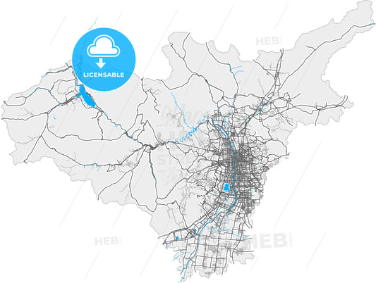 Taiyuan, Shanxi, China, high quality vector map