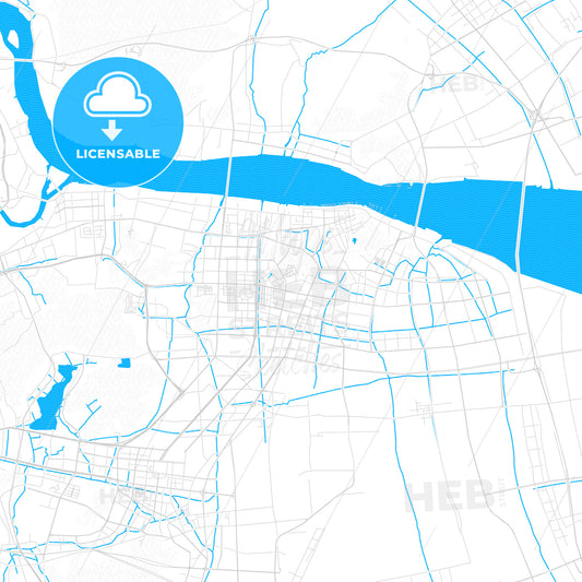 Taizhou, China PDF vector map with water in focus