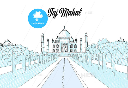 Taj Mahal Travel Sketch – instant download