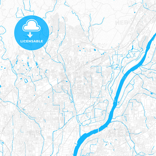Takatsuki, Japan PDF vector map with water in focus