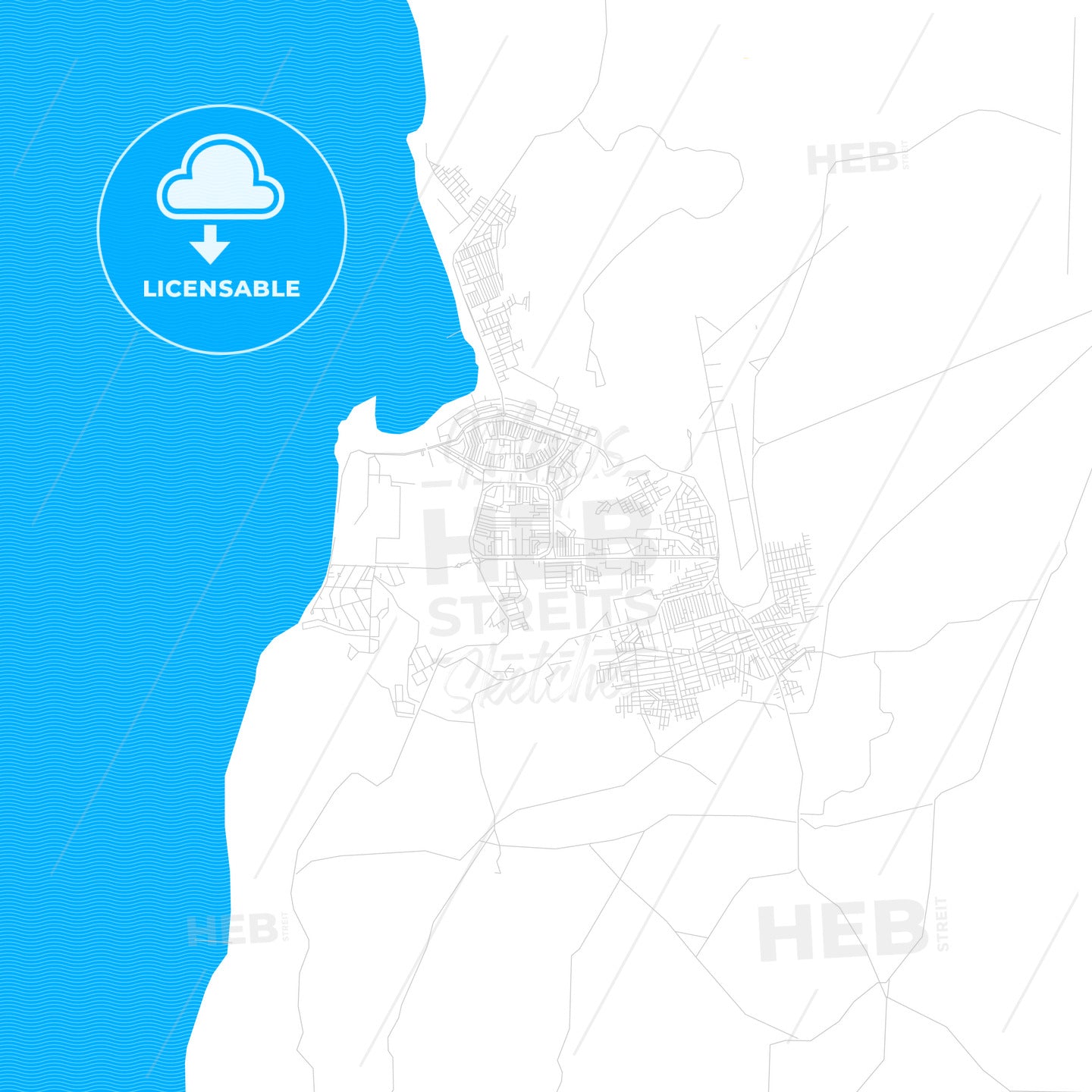 Talara, Peru PDF vector map with water in focus
