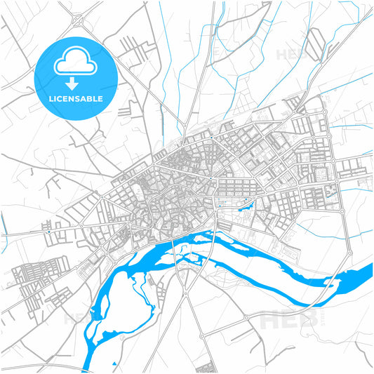 Talavera de la Reina, Toledo, Spain, city map with high quality roads.