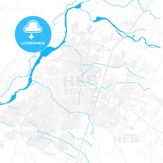 Talca, Chile PDF vector map with water in focus