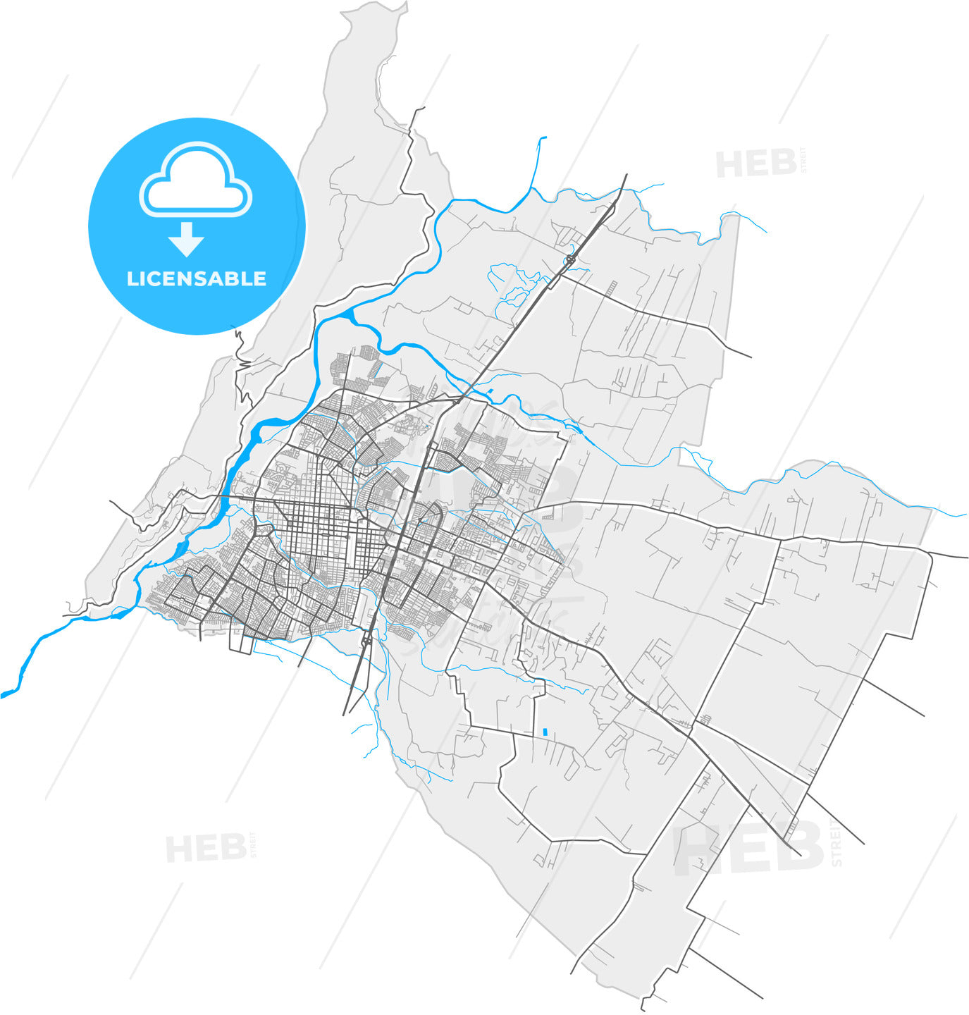 Talca, Chile, high quality vector map