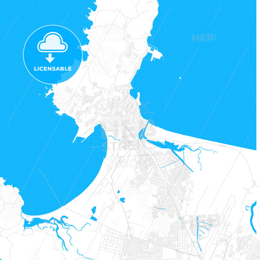 Talcahuano, Chile PDF vector map with water in focus