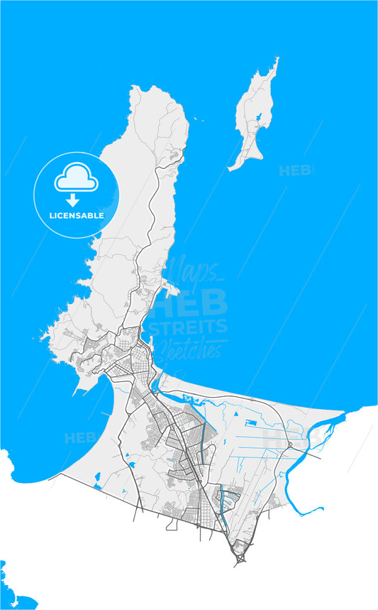 Talcahuano, Chile, high quality vector map