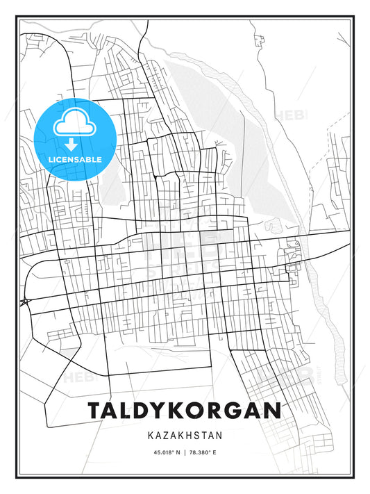 Taldykorgan, Kazakhstan, Modern Print Template in Various Formats - HEBSTREITS Sketches