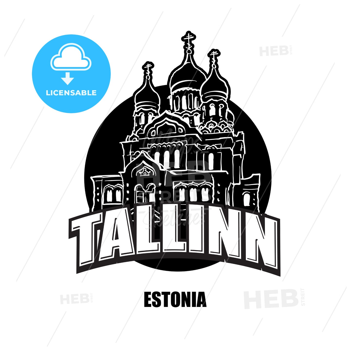Tallin, Estonia, black and white logo – instant download