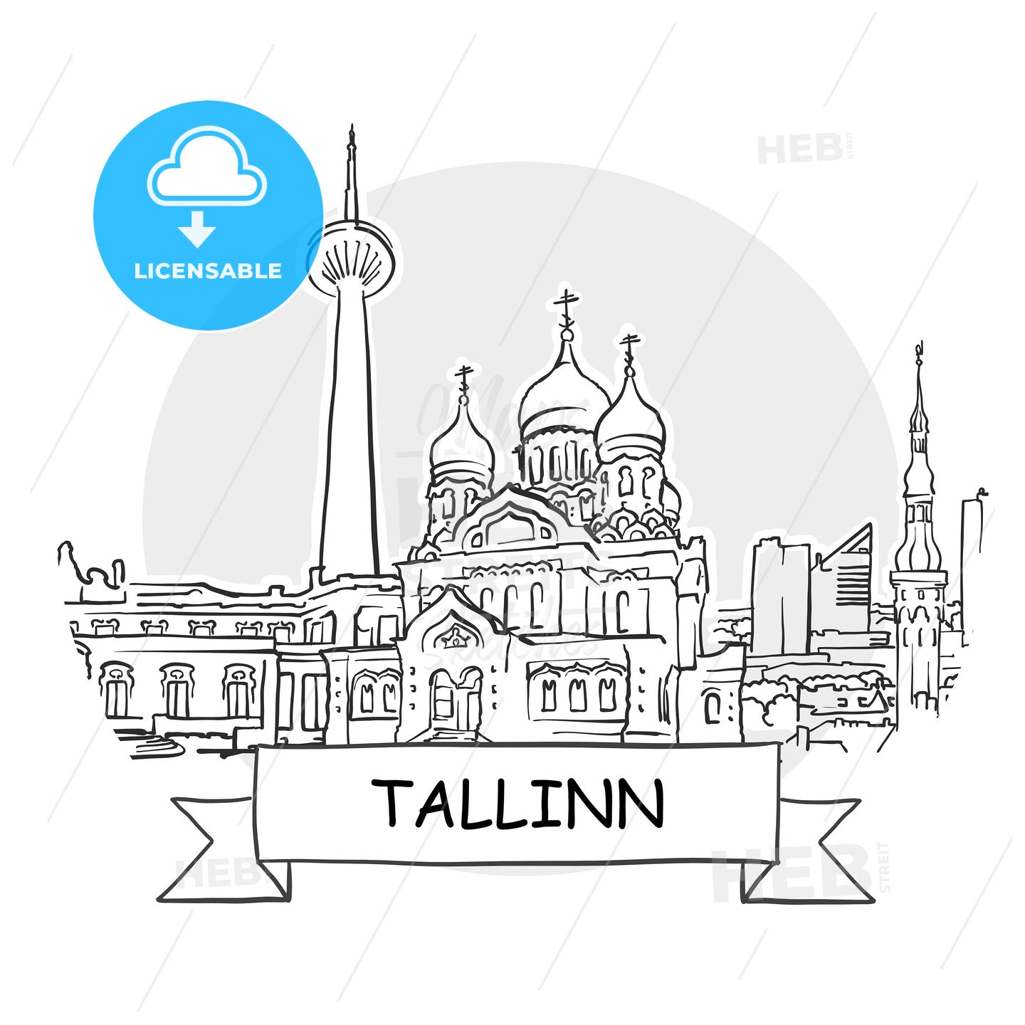 Tallinn Cityscape Vector Sign – instant download