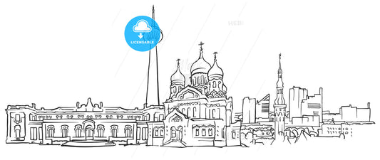 Tallinn Estonia Panorama Sketch – instant download