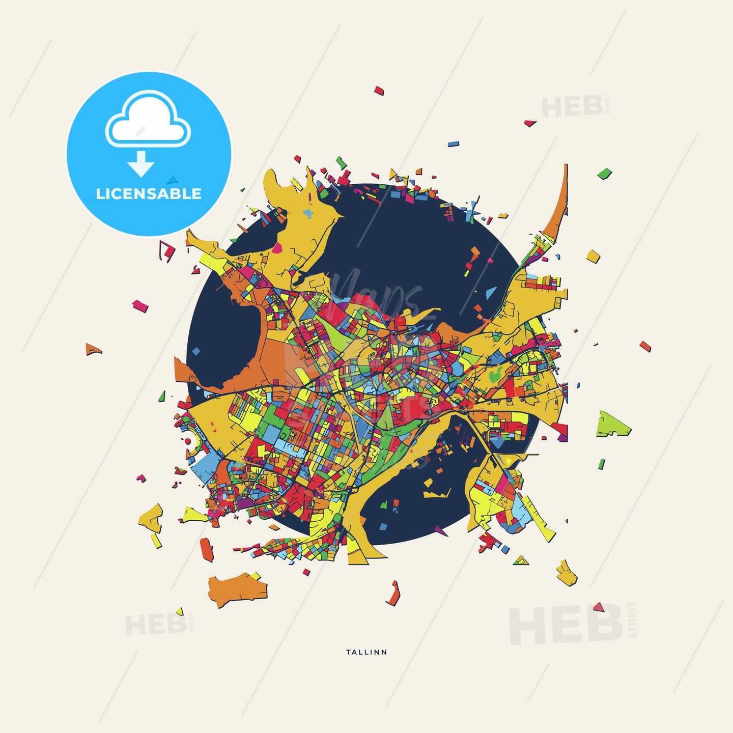 Tallinn Estonia colorful confetti map