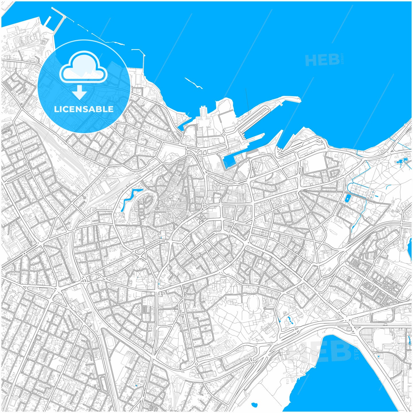 Tallinn, Harju, Estonia, city map with high quality roads.