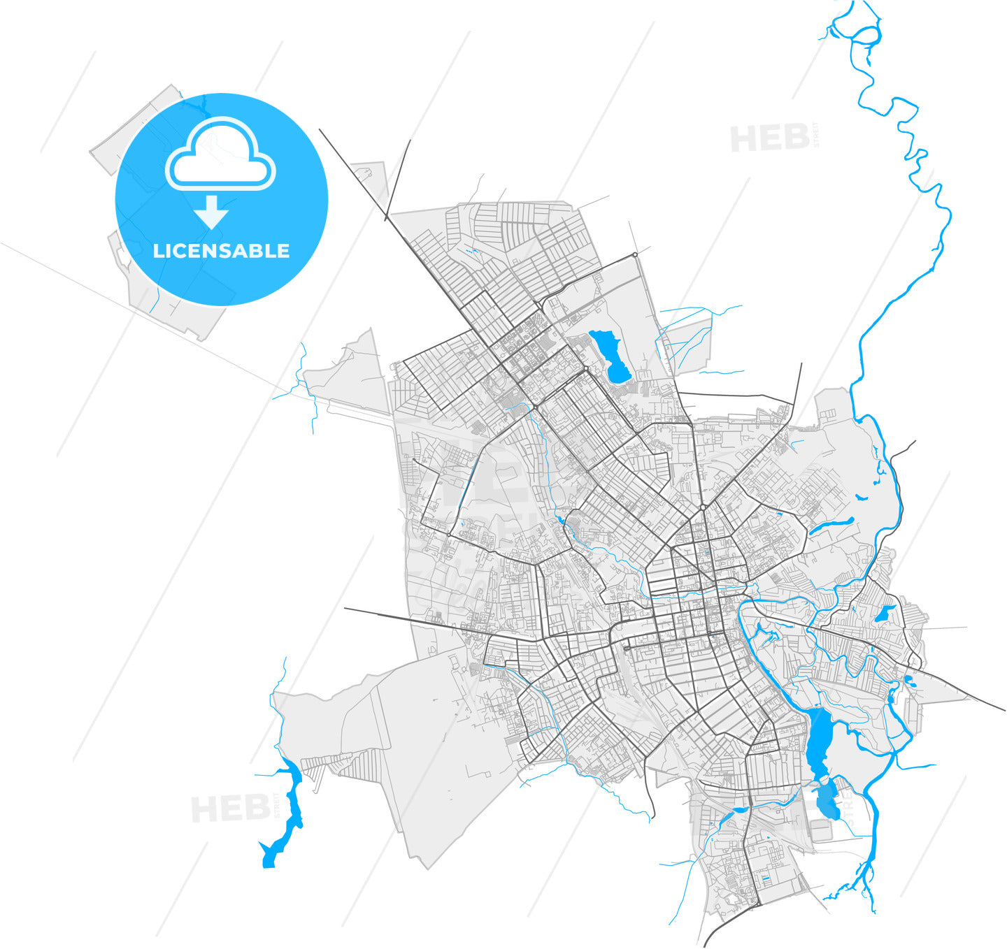 Tambov, Tambov Oblast, Russia, high quality vector map