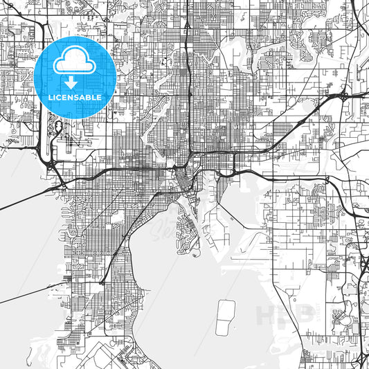Tampa, Florida - Area Map - Light